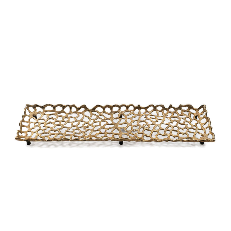 28" Metal Abstract Tray - Gold