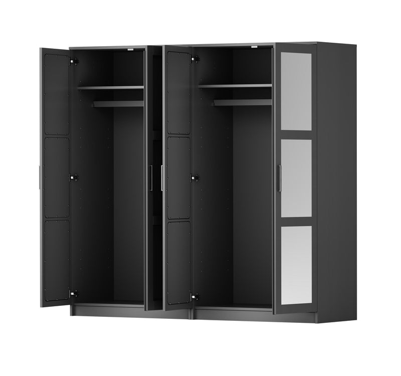 Solid Wood Mirrored Four Door Combo Dresser (765112) - Gray