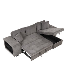 Load image into Gallery viewer, 104&quot; Modern L-Shape 3 Seat Reversible Sectional Couch, Pull Out Sleeper Sofa with Storage Chaise and 2 Stools for Living Room Furniture Set,Knox Charcoal (old sku:SG000431AAA)
