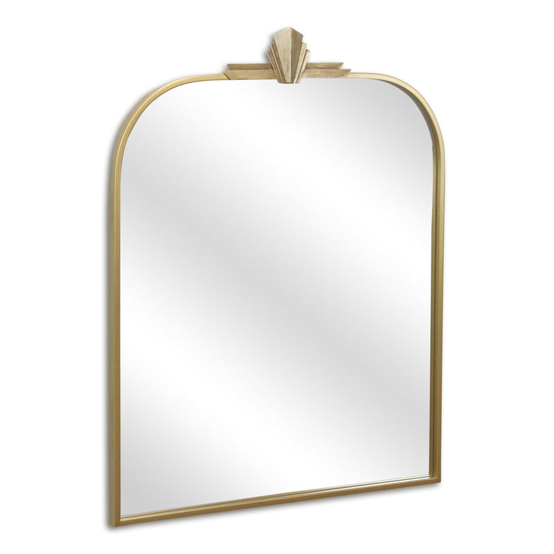 31" Metal Art Deco Arch Accent Mirror - Gold