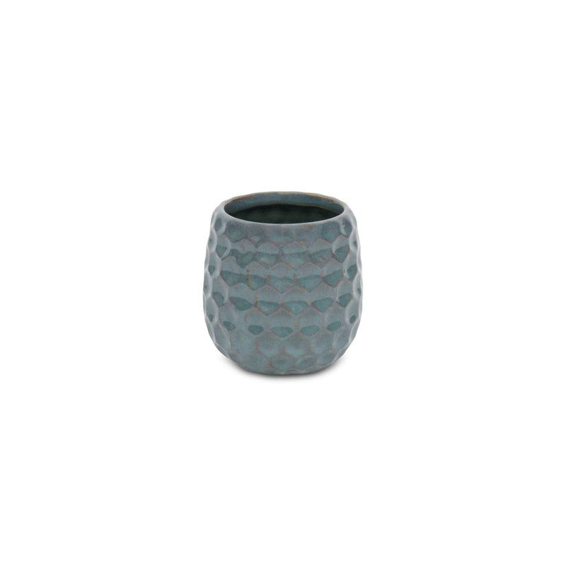 Geometric Round Pot Planter - Blue / Gold