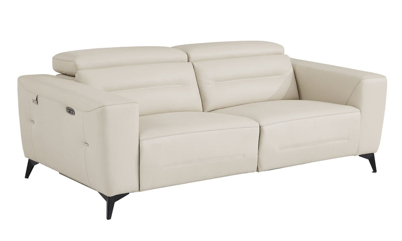 Italian Leather Reclining USB Sofa (720409) - Beige