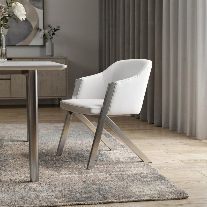 Faux Leather Modern Dining Chairs (Set of 2) - White