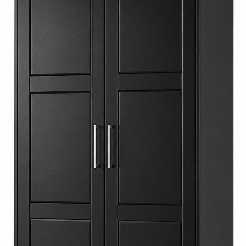 Solid Wood Two Door Combo Dresser - Black