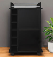 Load image into Gallery viewer, Rolling Dining Room Bar Cart With Wine Storage - Black
