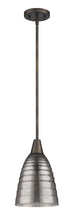 Load image into Gallery viewer, Hanging Light With Ribbed Pebbled Glass Shade - Bronze
