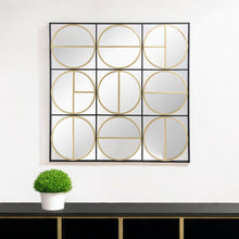 Load image into Gallery viewer, 36" Square Iron Framed Accent Mirror - Black / Gold
