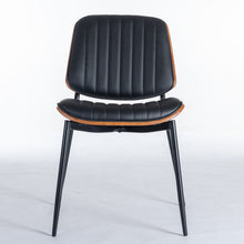 Load image into Gallery viewer, Dining Chairs (Set of 2) Mid-Century Modern Retro Chair With Walnut Bentwood Back Upholstered Seat Metal Legs Adjustable Foot For Kitchen Dining Room Chairs
