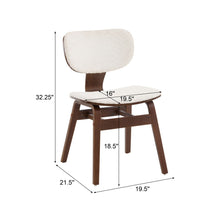 Load image into Gallery viewer, Modern Boucle Fabric Upholstered Side Chair, Bentwood Frame - White / Walnut
