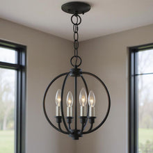 Load image into Gallery viewer, 13" Four Light Dimmable Chandelier With Shades - Black
