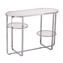 Load image into Gallery viewer, Mirrored Glass Oval Cross Console Table With Shelves - Silver
