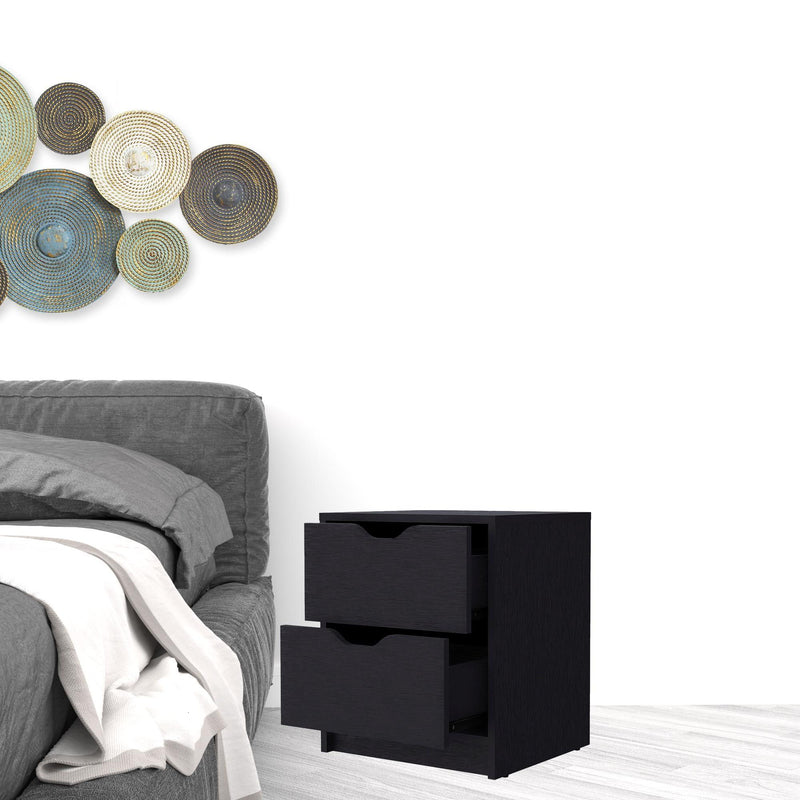 19" Two Drawer Nightstand With Integrated Tech - Black