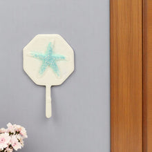 Load image into Gallery viewer, 4" Cast Iron Starfish Wall Hook - Aqua / Cream
