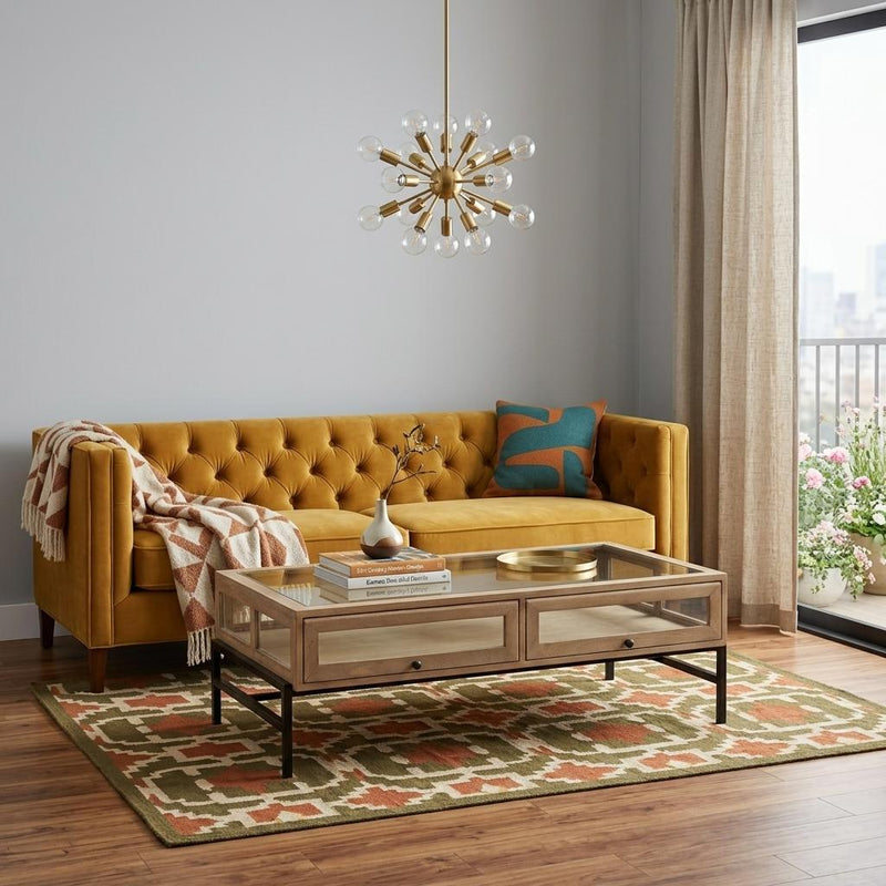 Mirrored Coffee Table - Clear / Black