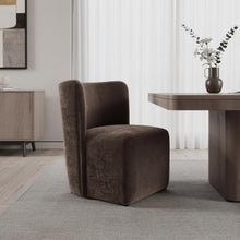 Load image into Gallery viewer, Upholstery Steel Dining Side Chair With Wheels - Taupe / Brown
