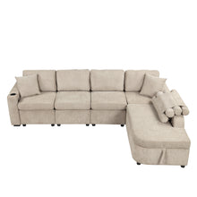 Load image into Gallery viewer, 109.8&quot;L-shaped Couch Sectional Sofa with Storage Chaise,Cup Holder and USB Ports for Living Room, Beige
