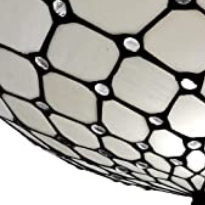 Unique Statement Two Light Glass Dimmable Chandelier With Shades - White / Black