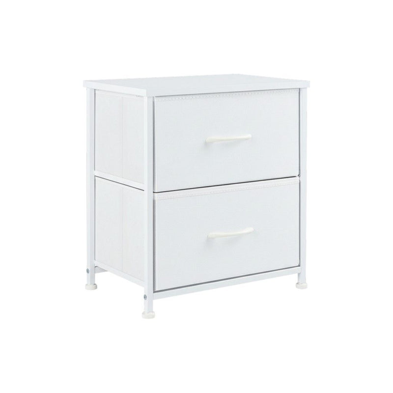 Fabric Metal And Wood Two Drawer Dresser - White