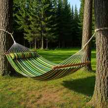 Load image into Gallery viewer, Striped Double Hammock - Green / Yellow
