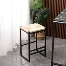 Load image into Gallery viewer, Boho Style Backless Bar Stools (Set of 2) With Paper Rope Woven Seat &amp; Metal Frame For Kitchen Counter
