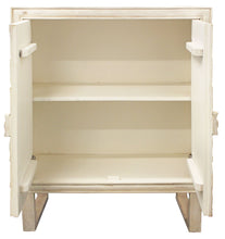 Load image into Gallery viewer, Solid Wood Two Door Floral Carved Accent Cabinet - Distressed White

