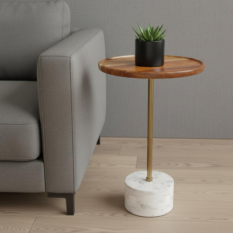 Iron Round End Table - Natural