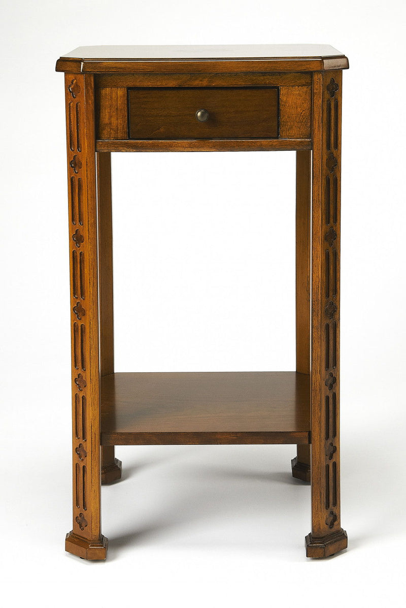 Ash Manufactured Wood Rectangular End Table With Drawer And Shelf - Medium Brown And Olive