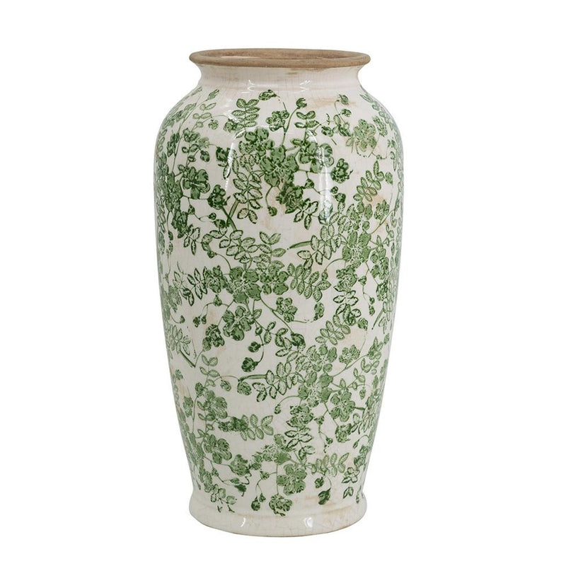 Leaf Trumpet Table Vase - Green / White