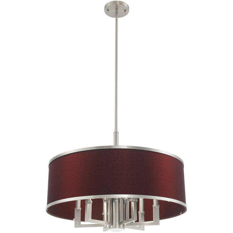 20" Seven-Light Dimmable Chandelier With Shades - Nickel