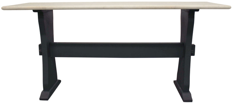 Genuine Marble Trestle Console Table - Ivory And Black