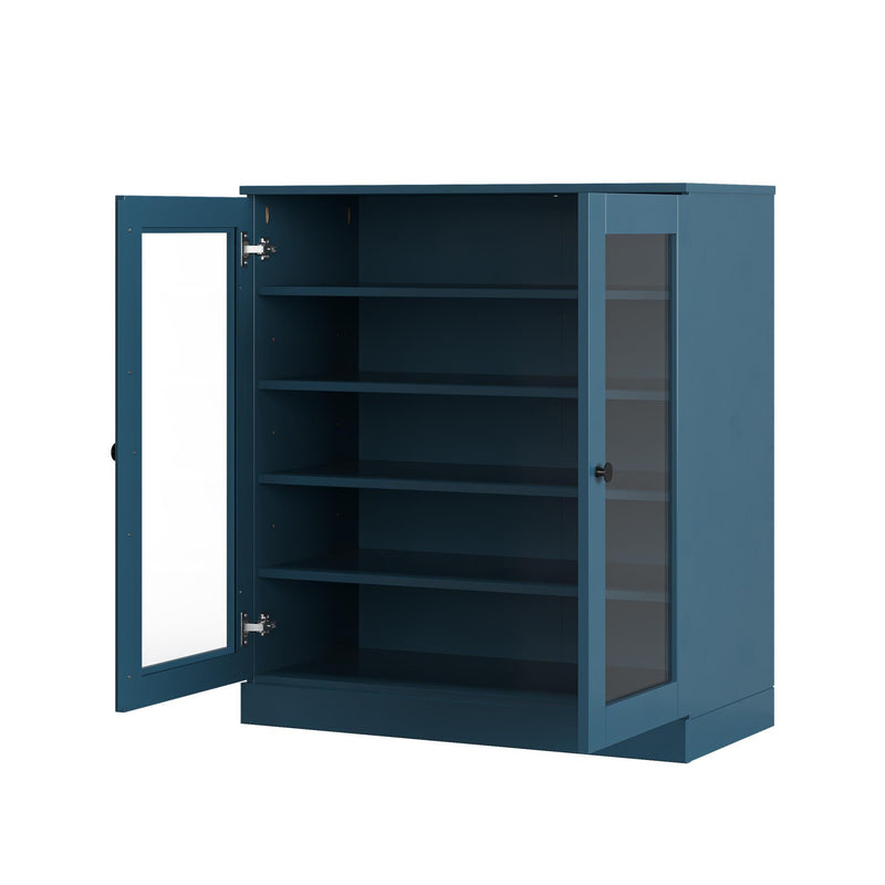 Twenty Pair Solid Woodshoe Storage Cabinet (752334) - Teal Blue