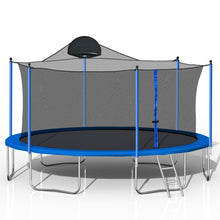 Load image into Gallery viewer, 14Ft Trampoline For Adults &amp; Kids With Basketball Hoop, Outdoor Trampolines With Ladder And Safety Enclosure Net For Kids And Adults - Blue
