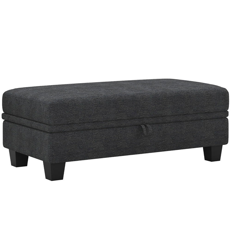 46" Chenille Storage Ottoman - Gray / Black