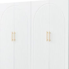 Load image into Gallery viewer, 74" Carved Geometric Four Door Four Drawer Combo Dresser - White
