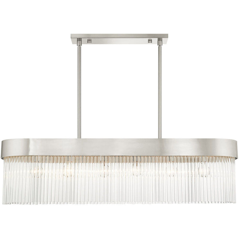 19" Six Light Dimmable Chandelier With Shades - Nickel