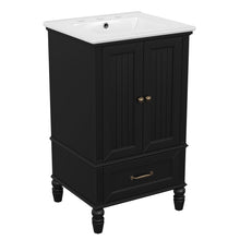 Load image into Gallery viewer, 20" Bathroom Vanity With Sink Cabinet With 2 Doors, 2 Drawer, Magnetic Door Stopper, Adjustable Feet, Drop In Sink - Black
