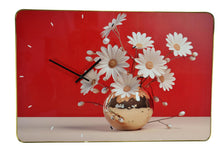 Load image into Gallery viewer, Silent Daisies Floral Wall Clock - Gold / Red / White
