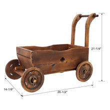 Load image into Gallery viewer, Wooden Wagon Planter Box Mobile Garden Planter With Wheels Handle Drain Hole Wood - Brown
