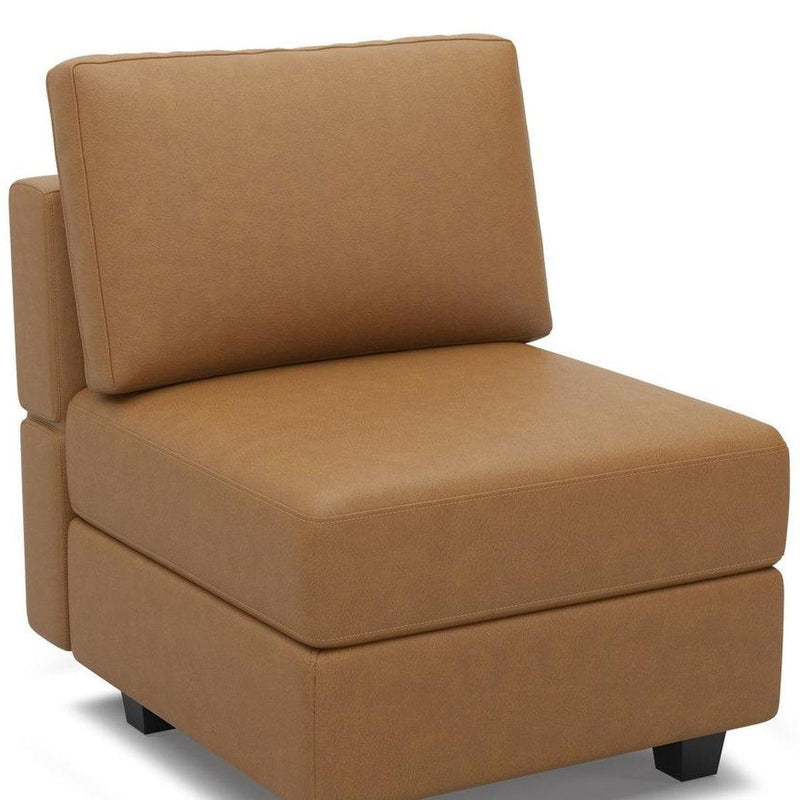 Faux Leather Lounge Chair With Storage - Brown