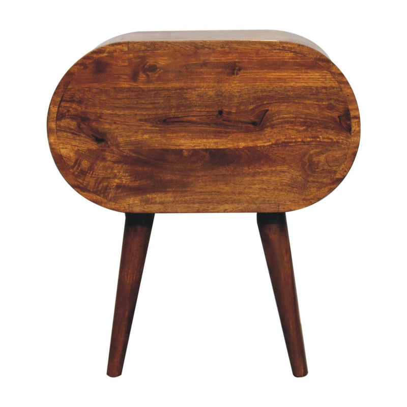 24" Solid Wood Oval Two Drawer Nightstand - Chestnut