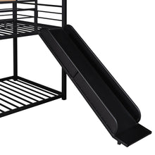 Load image into Gallery viewer, Twin Over Twin Metal Bunk Bed ,Metal Housebed With Slide,Three Colors Available.(Black with Black  Slide)(OLD SKU :LP000095AAB)
