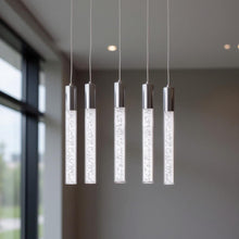 Load image into Gallery viewer, Metal Five Light Dimmable Chandelier With Shades - Silver / Clear
