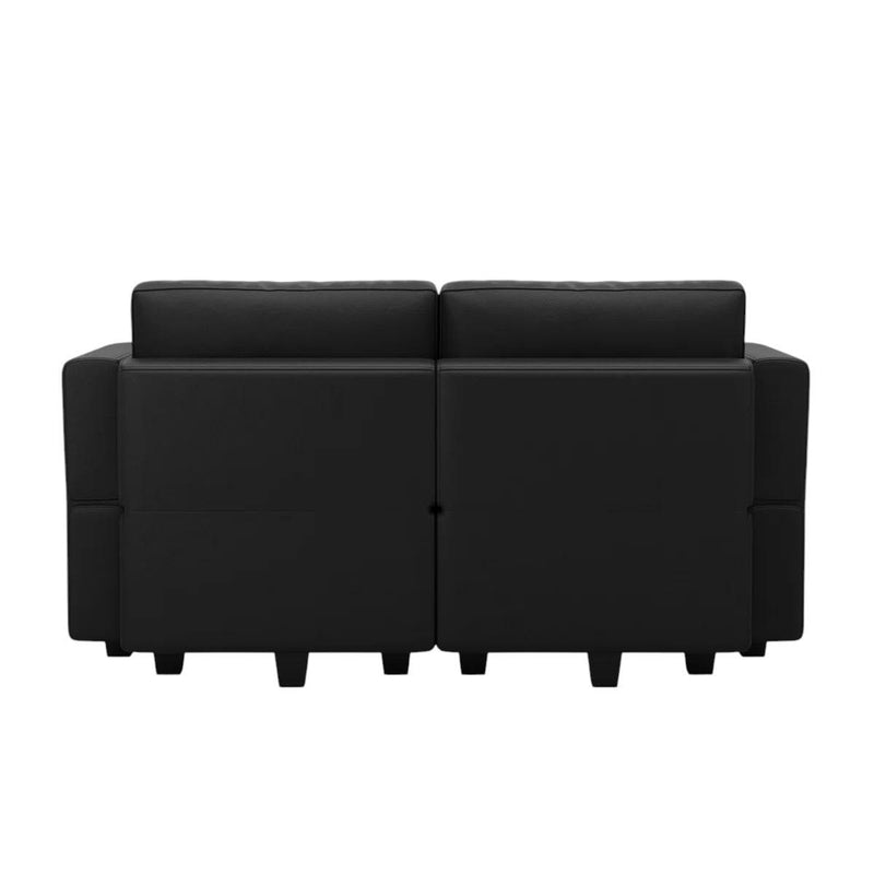 Faux Leather Loveseat With Storage - Black