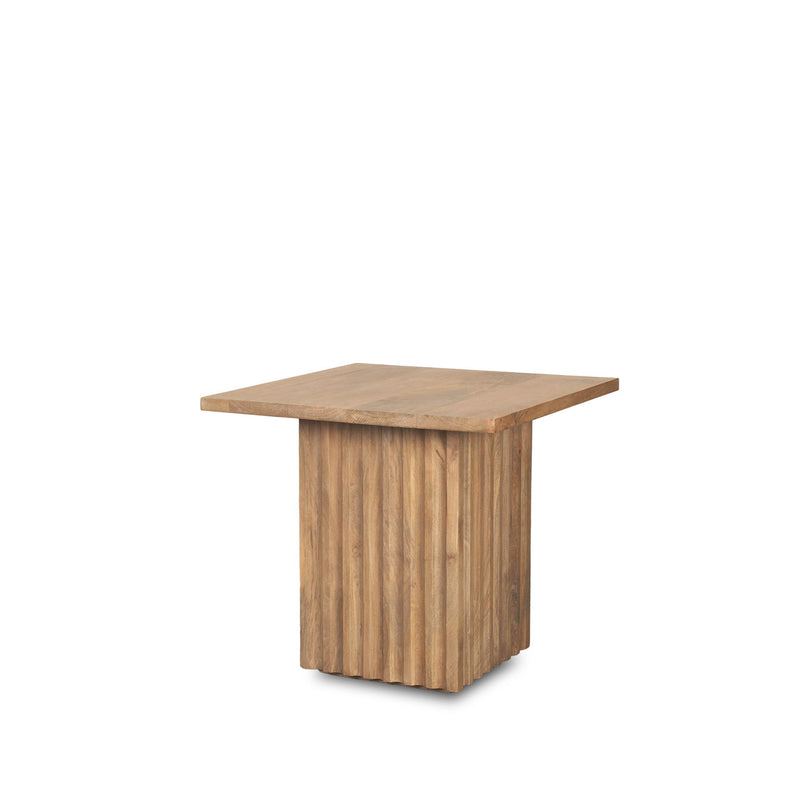 22" Solid Wood Square Block End Table - Brown