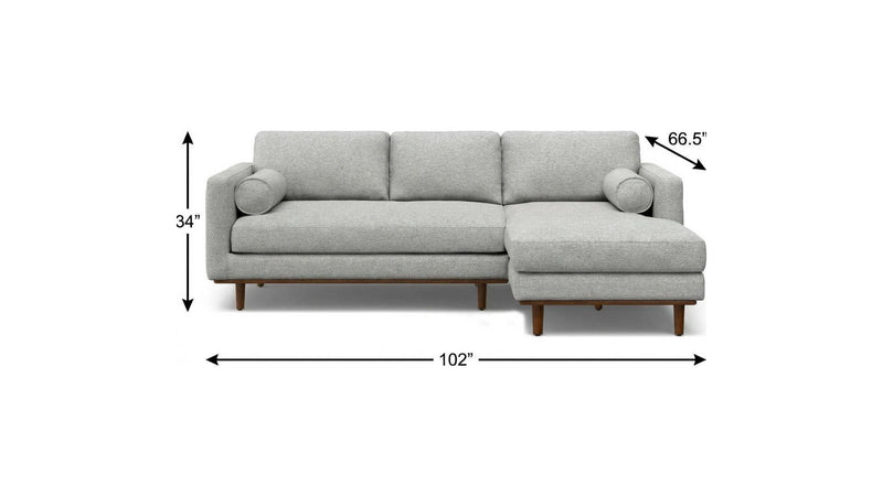 Mid-Century Sofa With Brown Legs - Gray