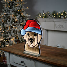 Load image into Gallery viewer, Dog Christmas Tabletop Sign With LED - Beige / Red
