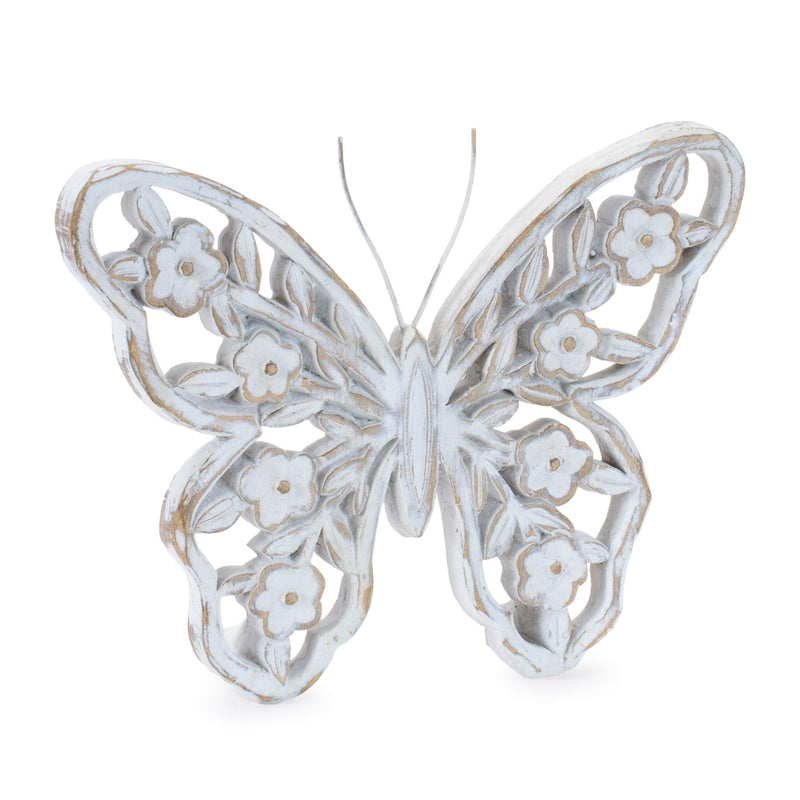 Poly Butterfly Tabletop Sculptures (Set of 2) - White / White