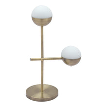 Load image into Gallery viewer, Metal Bedside Table Lamp With Off-White Globe Shade - Brass
