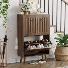 Load image into Gallery viewer, Shoe Cabinet, Upright Storage Unit - Walnut
