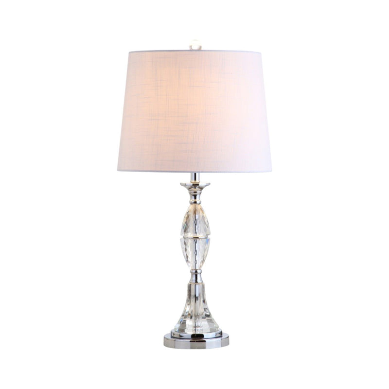Novelty Table Lamps With Drum Shades (Set of 2) - Clear / Silver / White